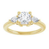 14K yellow gold 1CT Cushion Diamond Three-Stone Engagement Ring Setting variant--Cushion variant--1CT variant--14K-white-gold