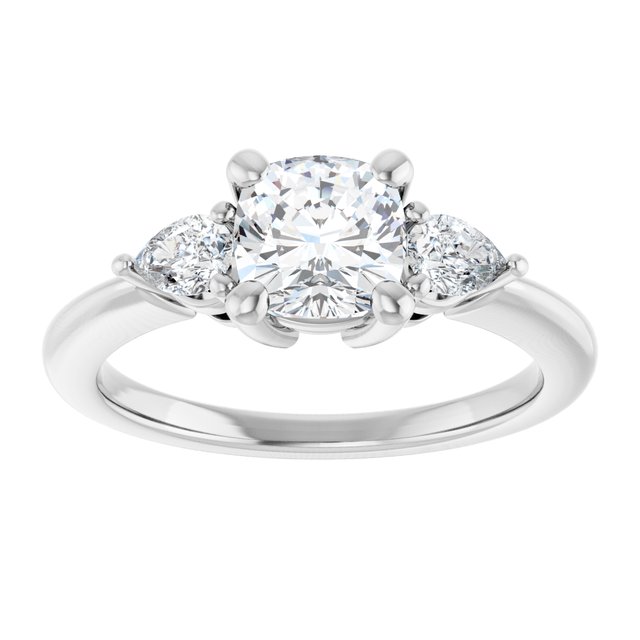 14K white gold 1CT Cushion Diamond Three-Stone Engagement Ring Setting variant--Asscher variant--4CT variant--14K-rose-gold