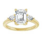 14K yellow gold 2CT Emerald Diamond Three-Stone Engagement Ring Setting variant--Emerald variant--2CT variant--14K-white-gold