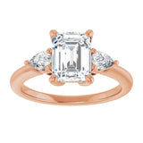 14K rose gold 2CT Emerald Diamond Three-Stone Engagement Ring Setting variant--Emerald variant--2CT variant--14K-yellow-gold