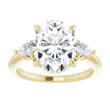 14K yellow gold 4CT Oval Diamond Three-Stone Engagement Ring Setting variant--Oval variant--4CT variant--14K-white-gold