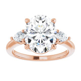 14K rose gold 4CT Oval Diamond Three-Stone Engagement Ring Setting variant--Oval variant--4CT variant--14K-yellow-gold