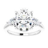 14K white gold 4CT Oval Diamond Three-Stone Engagement Ring Setting variant--Oval variant--3CT variant--14K-rose-gold