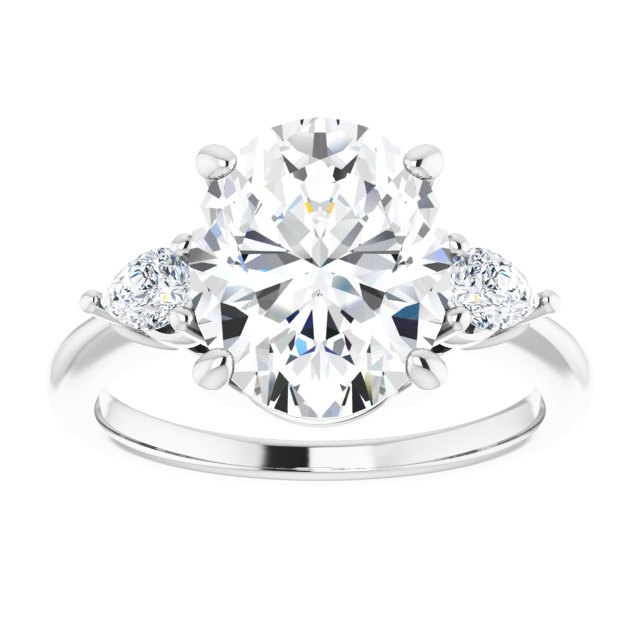 14K white gold 4CT Oval Diamond Three-Stone Engagement Ring Setting variant--Oval variant--3CT variant--14K-rose-gold