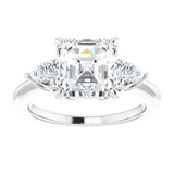 14K white gold 3CT Asscher Diamond Three-Stone Engagement Ring Setting variant--Asscher variant--2CT variant--14K-rose-gold