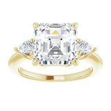 14K yellow gold 4CT Asscher Diamond Three-Stone Engagement Ring Setting variant--Asscher variant--4CT variant--14K-white-gold