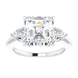 14K white gold 4CT Asscher Diamond Three-Stone Engagement Ring Setting variant--Asscher variant--3CT variant--14K-rose-gold
