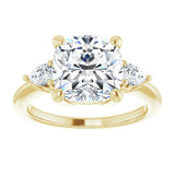 14K yellow gold 4CT Cushion Diamond Three-Stone Engagement Ring Setting variant--Cushion variant--4CT variant--14K-white-gold