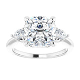 14K white gold 4CT Cushion Diamond Three-Stone Engagement Ring Setting variant--Cushion variant--3CT variant--14K-rose-gold