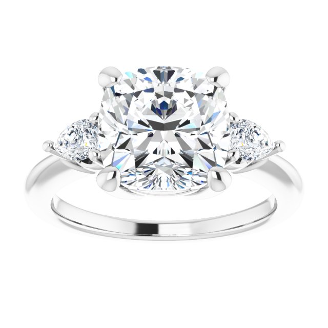 14K white gold 4CT Cushion Diamond Three-Stone Engagement Ring Setting variant--Cushion variant--3CT variant--14K-rose-gold