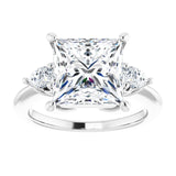14K white gold 4CT Square Diamond Three-Stone Engagement Ring Setting variant--Square variant--4CT variant--14K-yellow-gold
