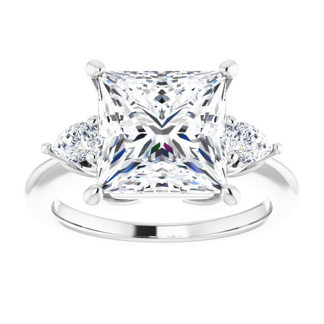 14K white gold 4CT Square Diamond Three-Stone Engagement Ring Setting variant--Square variant--4CT variant--14K-yellow-gold