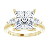 14K yellow gold 4CT Square Diamond Three-Stone Engagement Ring Setting variant--Square variant--4CT variant--14K-rose-gold