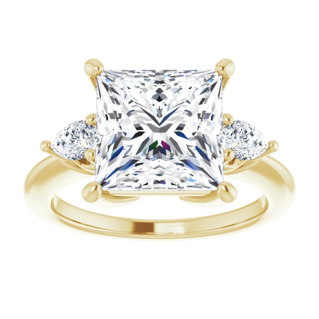 14K yellow gold 4CT Square Diamond Three-Stone Engagement Ring Setting variant--Square variant--4CT variant--14K-rose-gold