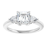 14K white gold 1CT Asscher Diamond Three-Stone Engagement Ring Setting variant--Marquise variant--2CT variant--14K-rose-gold