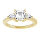 14K yellow gold 1CT Asscher Diamond Three-Stone Engagement Ring Setting variant--Asscher variant--1CT variant--14K-white-gold