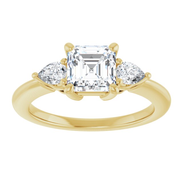 14K yellow gold 1CT Asscher Diamond Three-Stone Engagement Ring Setting variant--Asscher variant--1CT variant--14K-white-gold
