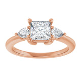 14K rose gold 1CT Square Diamond Three-Stone Engagement Ring Setting variant--Square variant--2CT variant--14K-yellow-gold