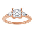 14K rose gold 1 CT Square Diamond Three-Stone Engagement Ring Setting