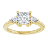 14K yellow gold 1CT Square Diamond Three-Stone Engagement Ring Setting variant--Square variant--1CT variant--14K-rose-gold