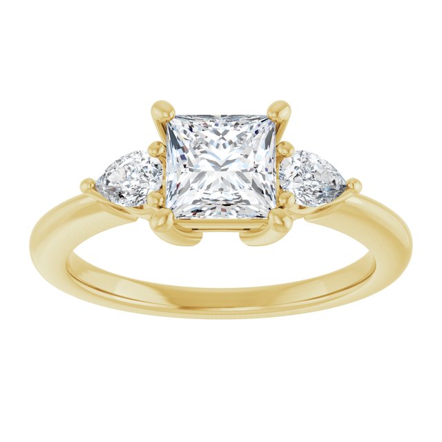 14K yellow gold 1CT Square Diamond Three-Stone Engagement Ring Setting variant--Square variant--1CT variant--14K-rose-gold