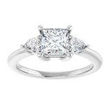 14K white gold 1CT Square Diamond Three-Stone Engagement Ring Setting variant--Square variant--1CT variant--14K-yellow-gold