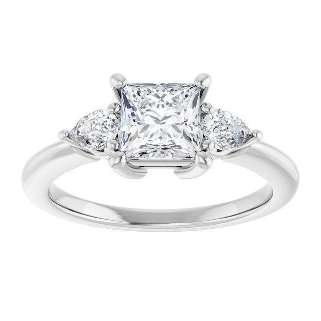 14K white gold 1CT Square Diamond Three-Stone Engagement Ring Setting variant--Square variant--1CT variant--14K-yellow-gold