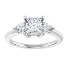 14K white gold 1 CT Square Diamond Three-Stone Engagement Ring Setting