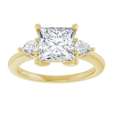 14K yellow gold 2CT Square Diamond Three-Stone Engagement Ring Setting variant--Square variant--3CT variant--14K-white-gold