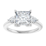 14K white gold 2CT Square Diamond Three-Stone Engagement Ring Setting variant--Square variant--2CT variant--14K-yellow-gold