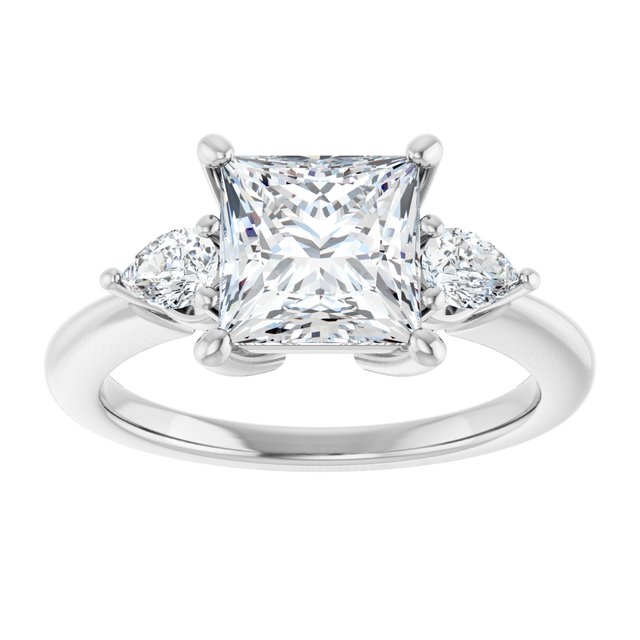 14K white gold 2CT Square Diamond Three-Stone Engagement Ring Setting variant--Square variant--2CT variant--14K-yellow-gold