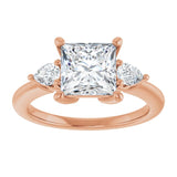 14K rose gold 2CT Square Diamond Three-Stone Engagement Ring Setting variant--Square variant--2CT variant--14K-rose-gold