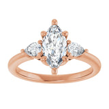 14K rose gold 1CT Marquise Diamond Three-Stone Engagement Ring Setting variant--Marquise variant--1CT variant--14K-rose-gold