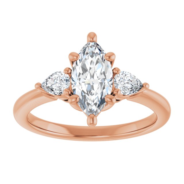 14K rose gold 1CT Marquise Diamond Three-Stone Engagement Ring Setting variant--Marquise variant--1CT variant--14K-rose-gold