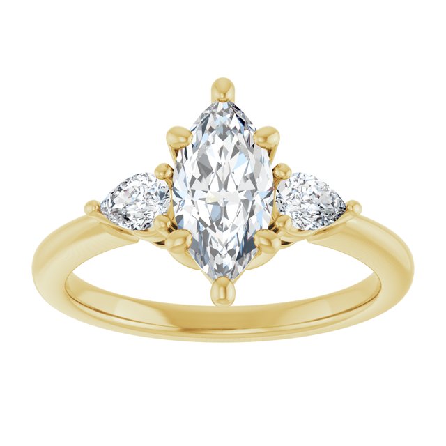 14K yellow gold 1CT Marquise Diamond Three-Stone Engagement Ring Setting variant--Marquise variant--1CT variant--14K-yellow-gold