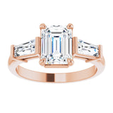 14K rose gold 1.5CT Emerald Three-Stone Setting with Baguette-Cut Side Stones/2-CT.5CT variant--Emerald variant--1.5CT variant--14K-rose-gold