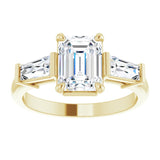 14K yellow gold 1.5CT Emerald Three-Stone Setting with Baguette-Cut Side Stones/2-CT.5CT variant--Emerald variant--1.5CT variant--14K-yellow-gold