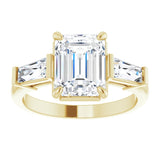 14K yellow gold 2CT Emerald Three-Stone Setting with Baguette-Cut Side Stones variant--Emerald variant--2CT variant--14K-yellow-gold