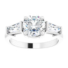 14K white gold 2 CT Round Three-Stone Setting with Baguette-Cut Side Stones