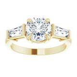 14K yellow gold 2CT Round Three-Stone Setting with Baguette-Cut Side Stones variant--Round variant--2CT variant--14K-yellow-gold