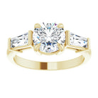 14K yellow gold 2 CT Round Three-Stone Setting with Baguette-Cut Side Stones