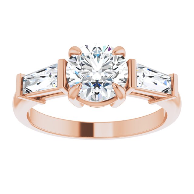 14K rose gold 1.5CT Round Three-Stone Setting with Baguette-Cut Side Stones variant--Round variant--2CT variant--14K-white-gold