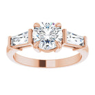 14K rose gold 1 1/2 CT Round Three-Stone Setting with Baguette-Cut Side Stones