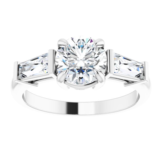 14K white gold 1.5CT Round Three-Stone Setting with Baguette-Cut Side Stones/2-CT.5CT variant--Round variant--1.5CT variant--14K-white-gold