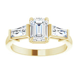 14K yellow gold 1CT Emerald Three-Stone Setting with Baguette-Cut Side Stones variant--Emerald variant--1CT variant--14K-yellow-gold