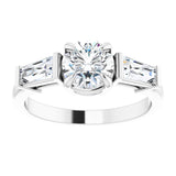 14K white gold 1CT Round Three-Stone Setting with Baguette-Cut Side Stones variant--Round variant--1CT variant--14K-white-gold