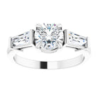 14K white gold 1 CT Round Three-Stone Setting with Baguette-Cut Side Stones