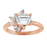 14K rose gold 1CT Emerald-cut Diamond Floral Cluster Diamond Engagement Ring/2-CT.5CT variant--Emerald variant--1.5CT variant--14K-yellow-gold