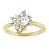 14K yellow gold 1CT Oval-cut Diamond Floral Cluster Diamond Engagement Ring variant--Oval variant--1CT variant--14K-white-gold