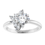 14K white gold 1CT Oval-cut Diamond Floral Cluster Diamond Engagement Ring variant--Oval variant--1CT variant--14K-rose-gold